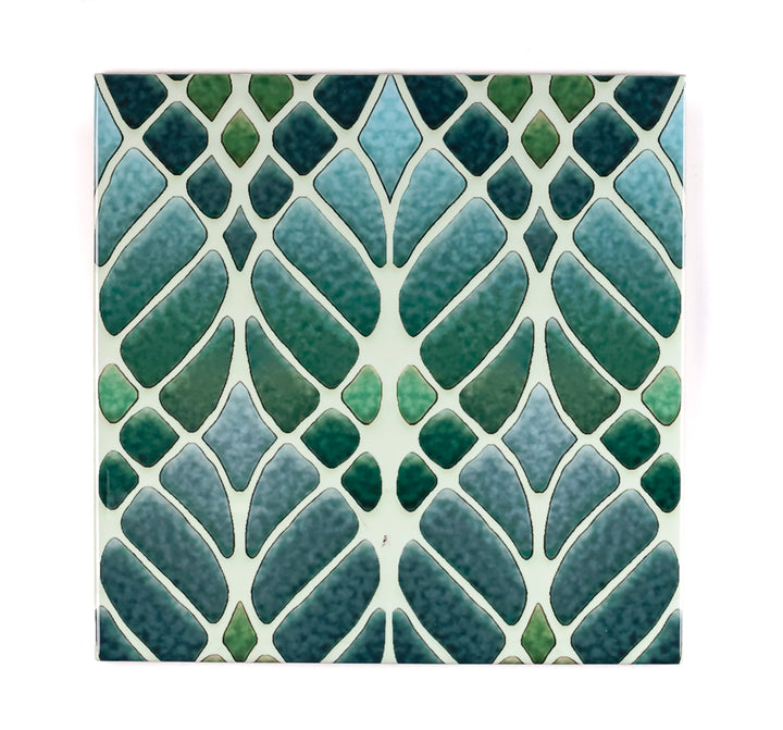 SALE SECONDS SET of 2 x 20cm Green Interwoven Tree tiles