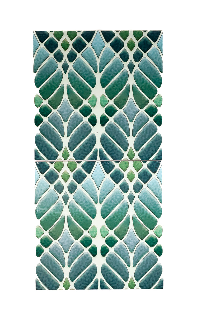 SALE SECONDS SET of 2 x 20cm Green Interwoven Tree tiles