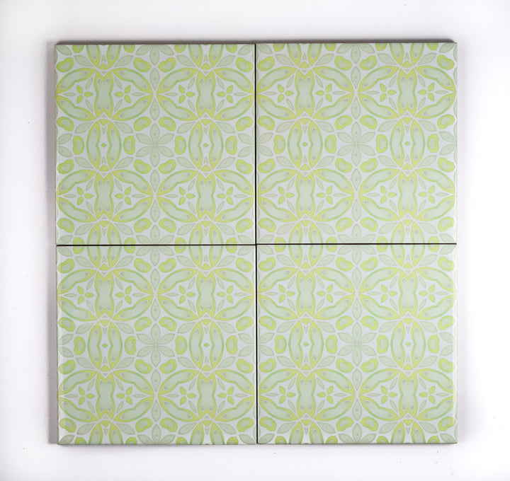 SALE SET - 4x 15cm Apple Tree - Bright Green/Yellow Tiles