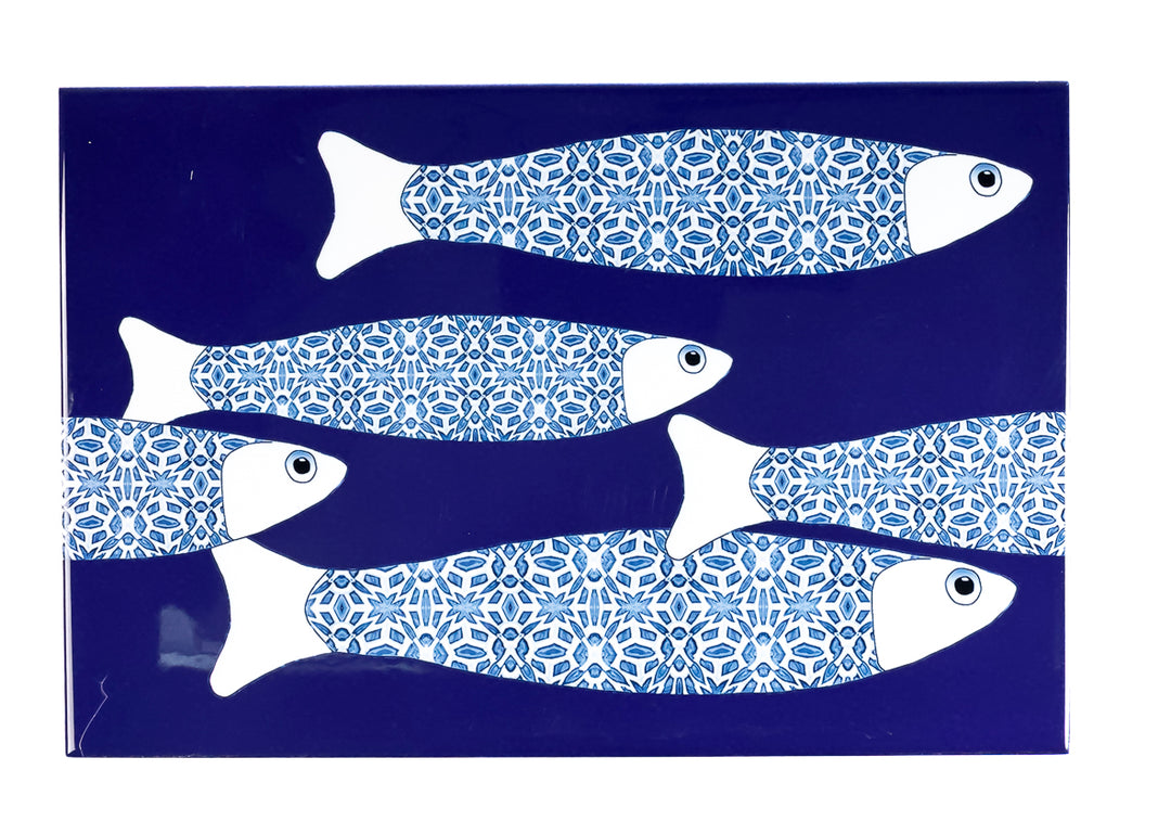 SALE SECONDS - 2x Navy Blue Ocean Shoal - Border version - Large Rectangular Tiles - 30x20cm