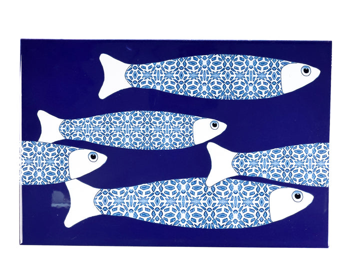 SALE SECONDS - 2x Navy Blue Ocean Shoal - Border version - Large Rectangular Tiles - 30x20cm