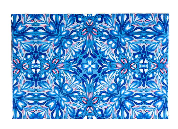 SALE - 1 x Blue Flourishing Garden - Rectangular Tile - 30x20cm (12x8 inches)