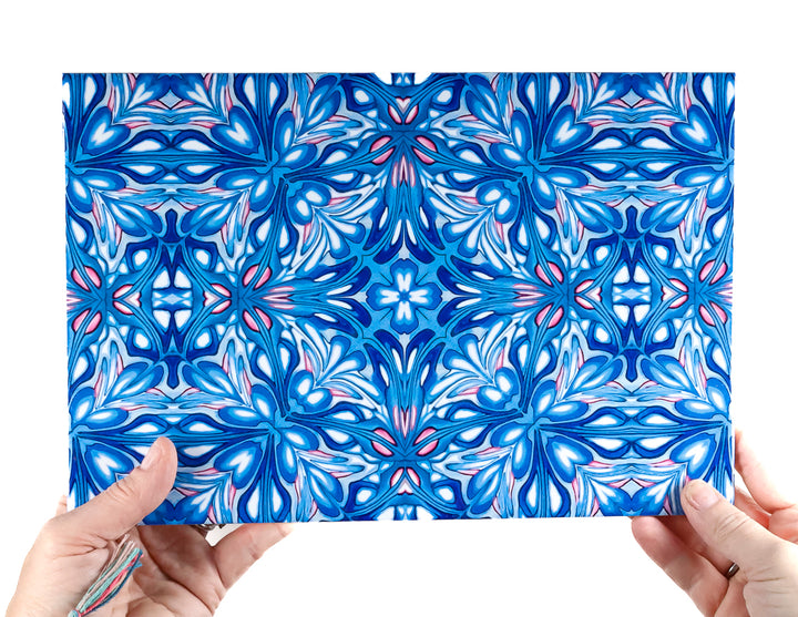 SALE - 1 x Blue Flourishing Garden - Rectangular Tile - 30x20cm (12x8 inches)