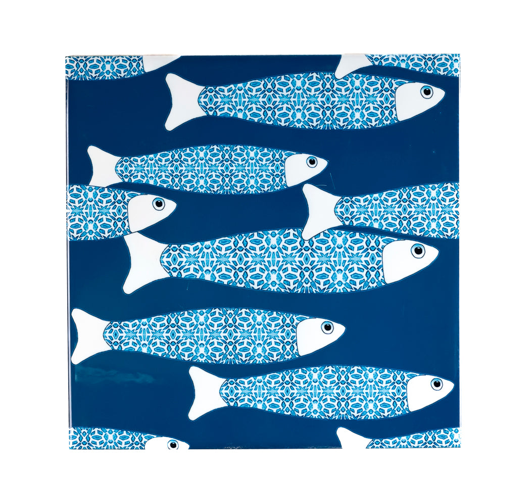 SALE SECONDS: Set of 4 x 20cm tiles - Mixed Fish designs