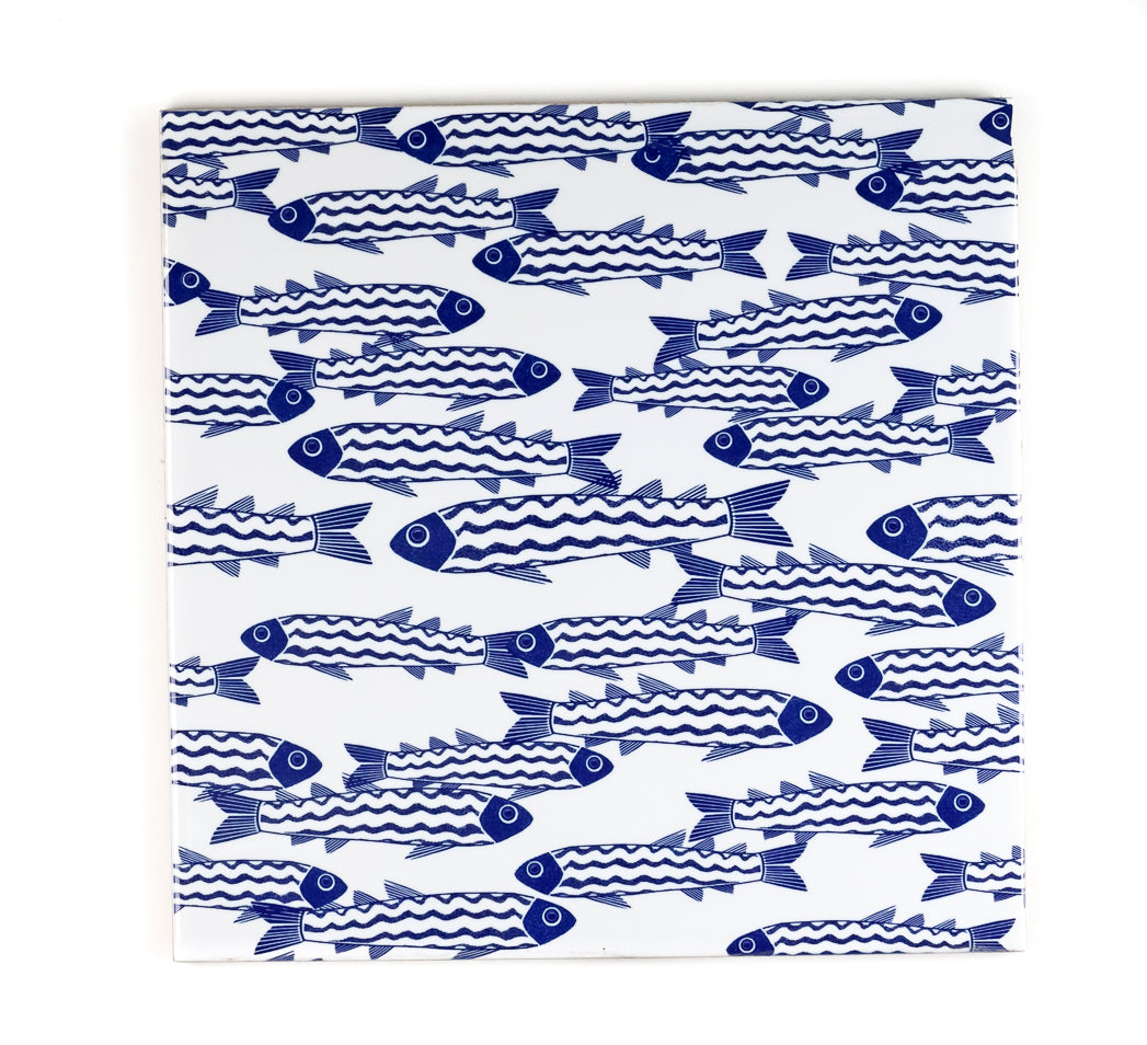 SALE SECONDS: Set of 4 x 20cm tiles - Mixed Fish designs