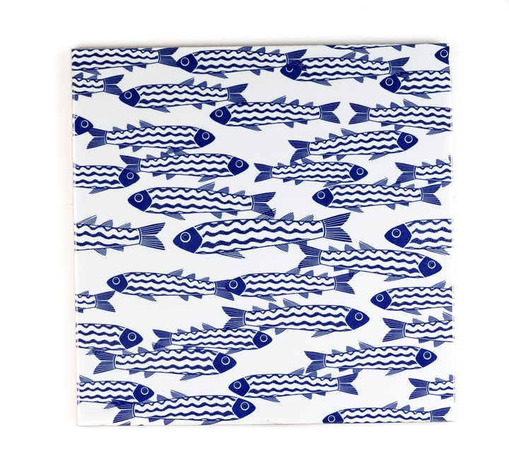 SALE SECONDS: Set of 4 x 20cm tiles - Mixed Fish designs