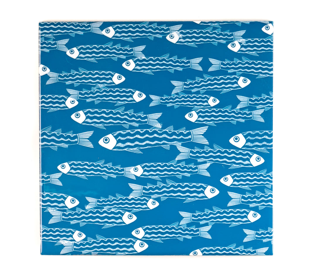 SALE SECONDS: Set of 4 x 20cm tiles - Mixed Fish designs