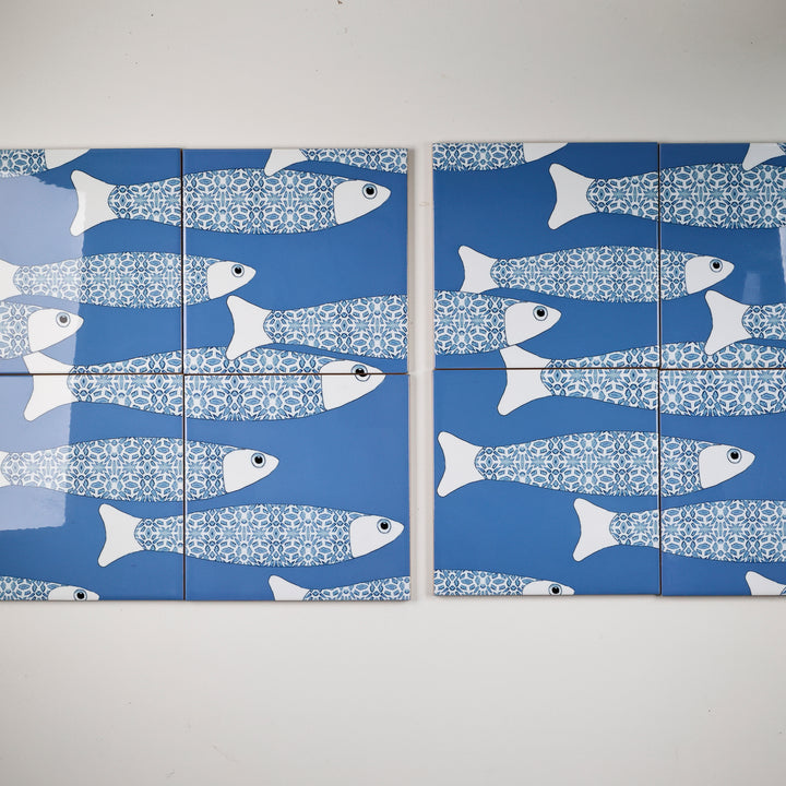 SALE SET of 8x 15.2cm (6in)-  Mid blue Ocean Shoal
