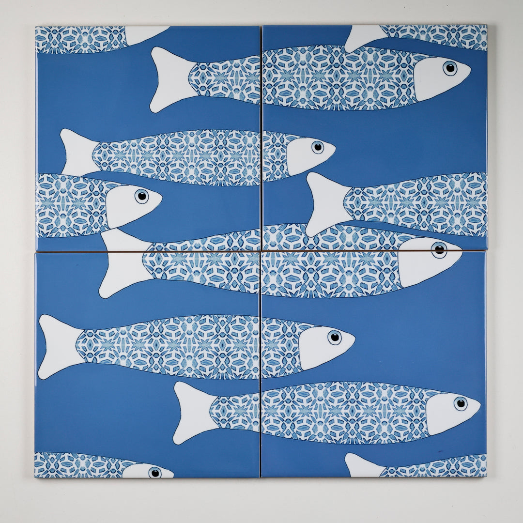 SALE SET of 8x 15.2cm (6in)-  Mid blue Ocean Shoal