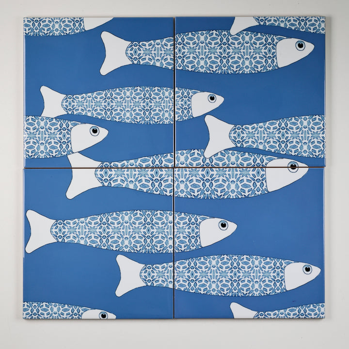 SALE SET of 8x 15.2cm (6in)-  Mid blue Ocean Shoal