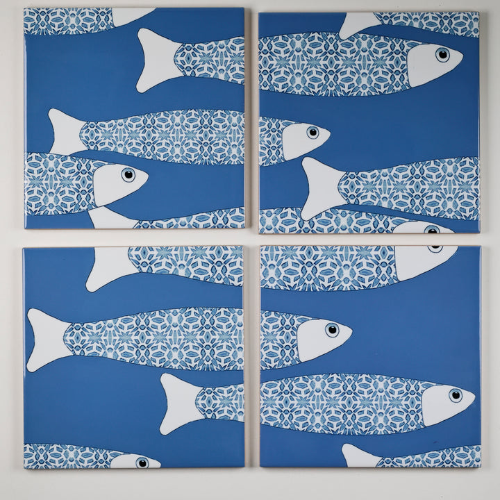 SALE SET of 8x 15.2cm (6in)-  Mid blue Ocean Shoal
