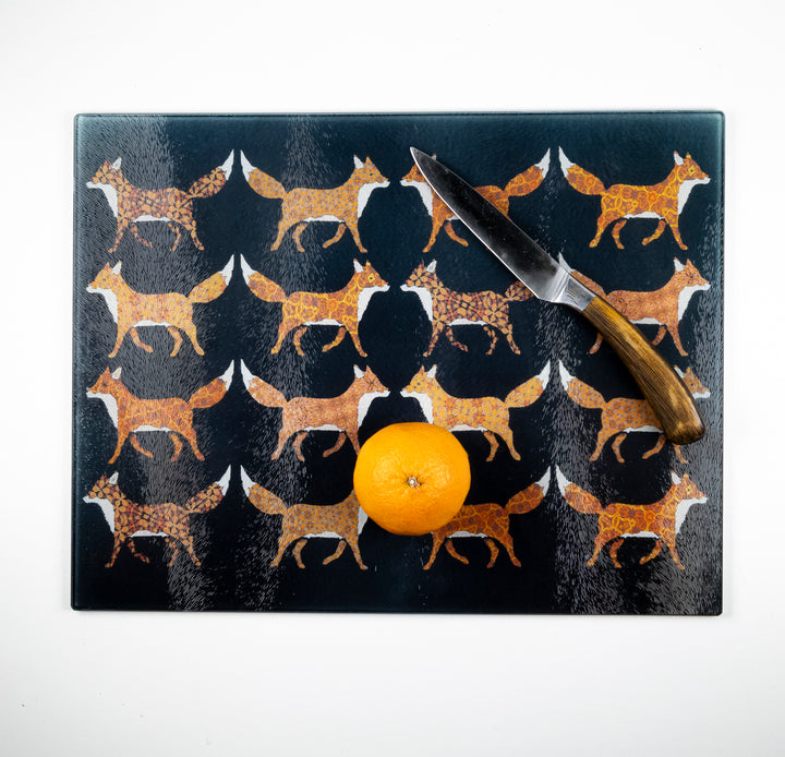 SALE SECOND - Large rectangular Red Foxes Worktop Protector (textured)