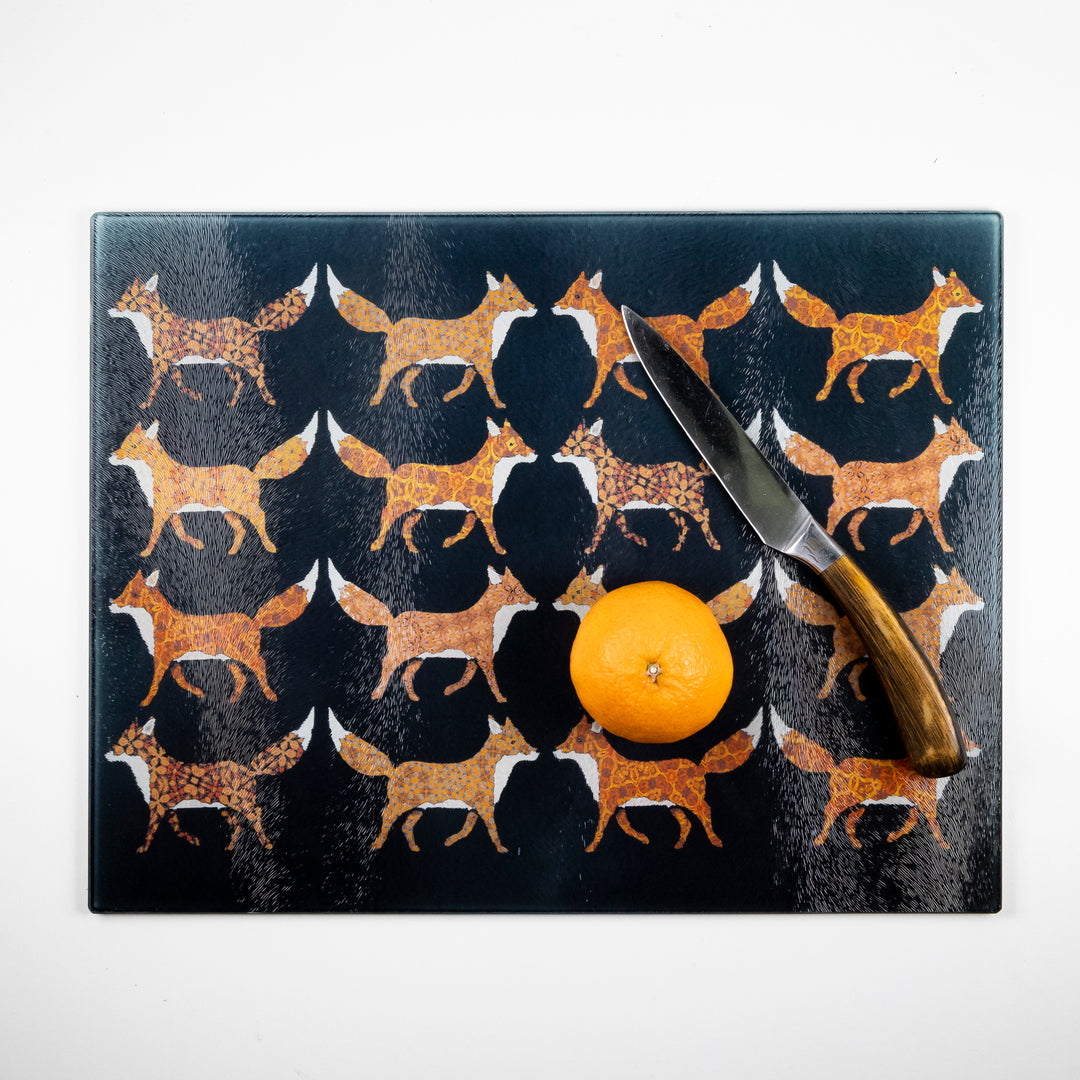 SALE SECOND - Large rectangular Red Foxes Worktop Protector (textured)