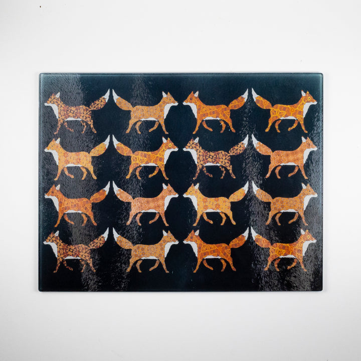 SALE SECOND - Large rectangular Red Foxes Worktop Protector (textured)