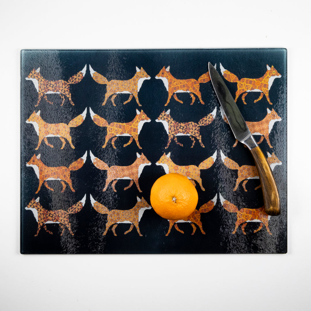 SALE SECOND - Large rectangular Red Foxes Worktop Protector (textured)