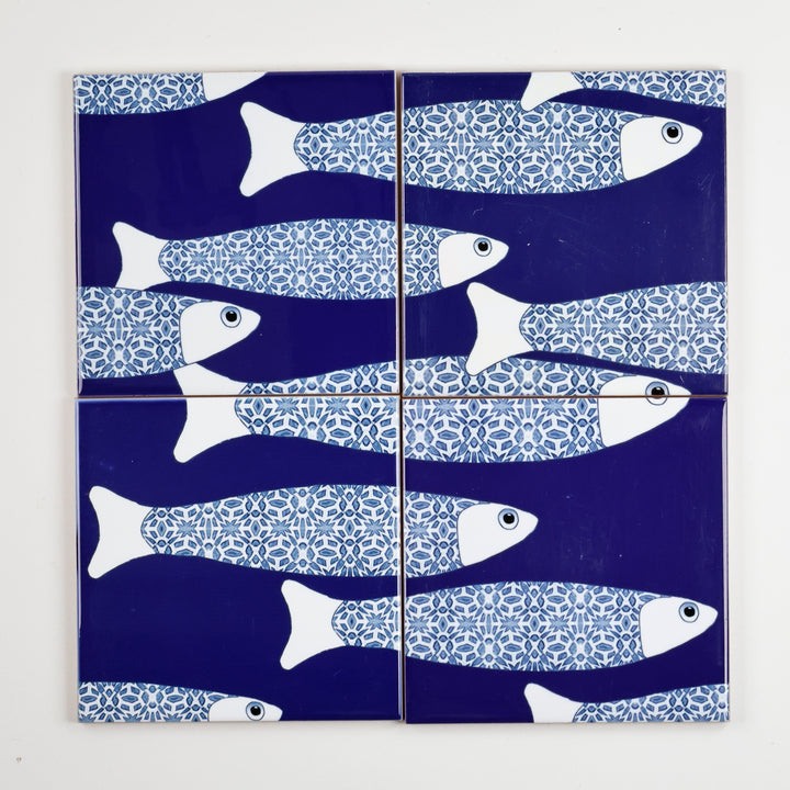 SALE SECONDS - Set of 4 x 10.8cm Navy Blue Ocean Shoal