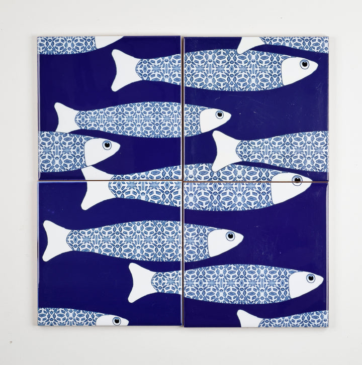 SALE SECONDS - Set of 4 x 10.8cm Navy Blue Ocean Shoal