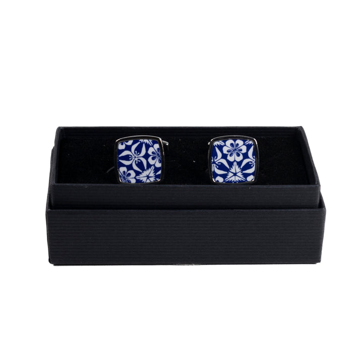 Blue Nettles Millefiori Inlay Cufflink Pair