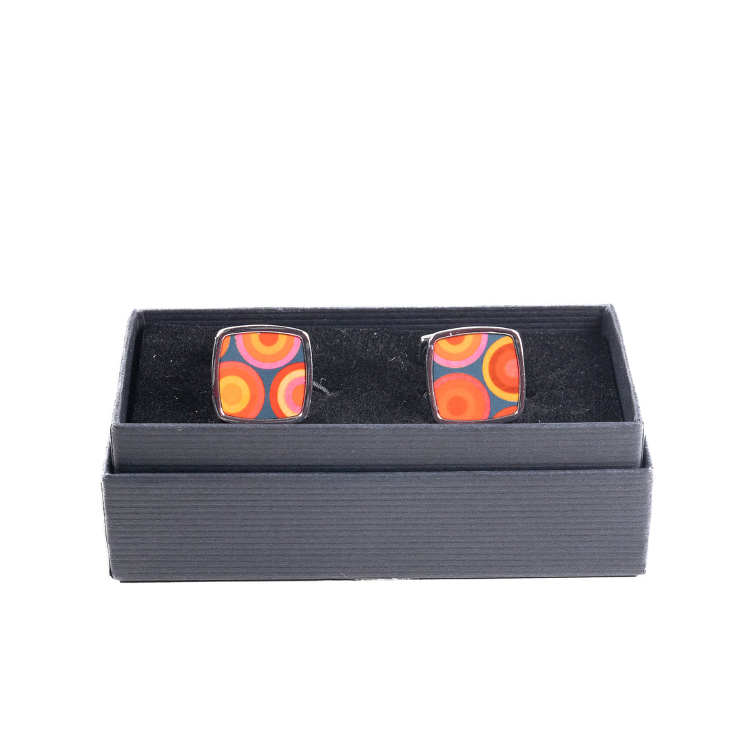 Volcanic Circles 2 Millefiori Inlay Cufflink Pair