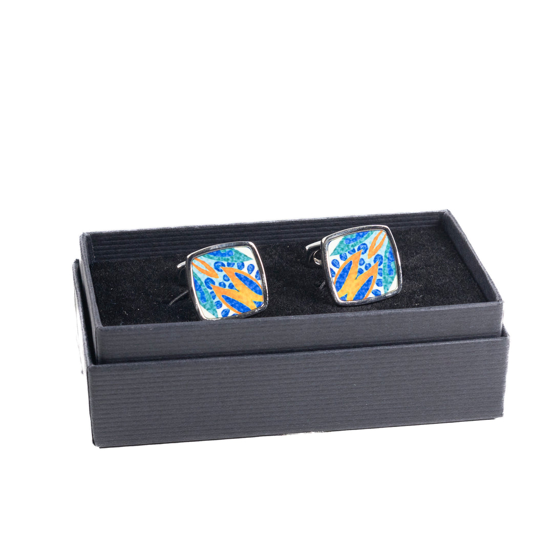 Thistle 2 Millefiori Inlay Cufflink Pair