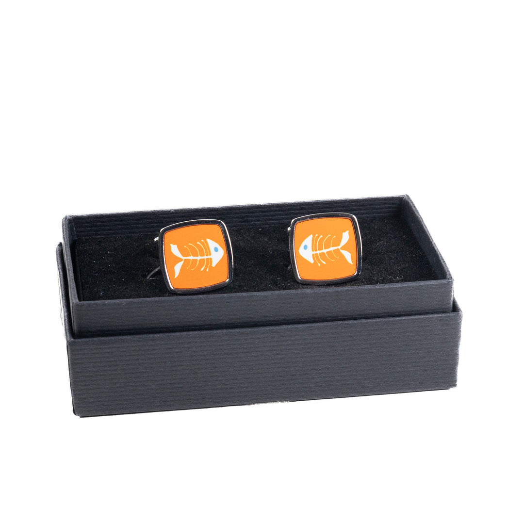 Orange Bonefish Millefiori Inlay Cufflink Pair