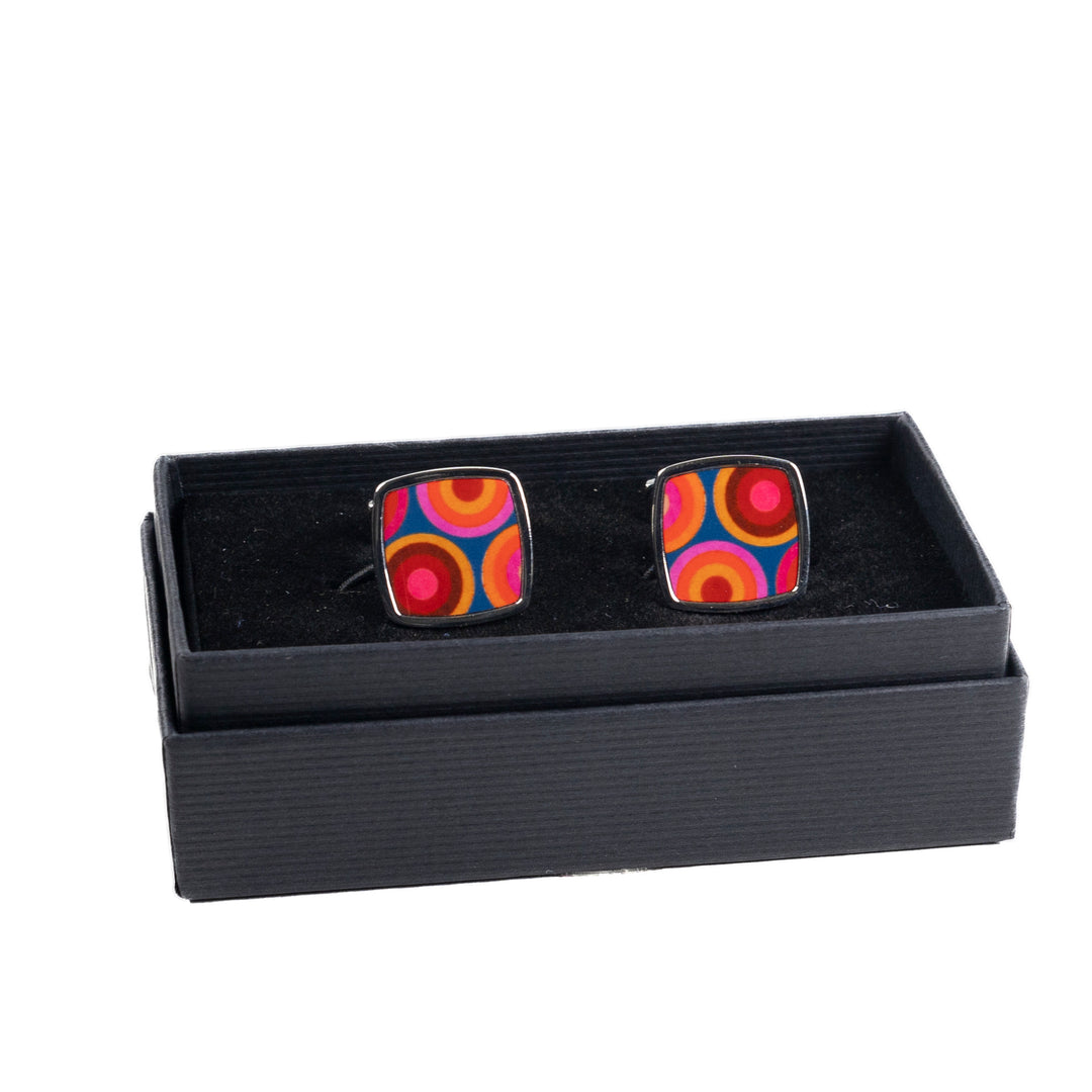 Volcanic Circles Millefiori Inlay Cufflink Pair