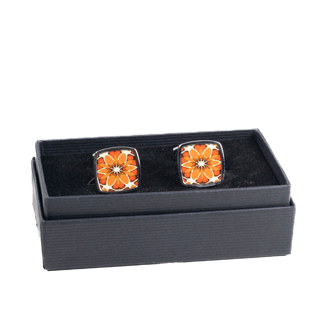 Moroccan Flower Millefiori Inlay Cufflink Pair