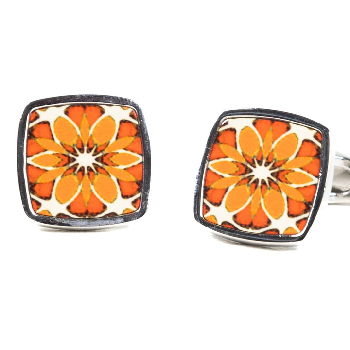 Moroccan Flower Millefiori Inlay Cufflink Pair