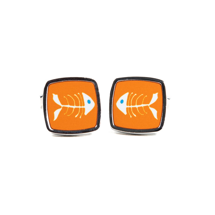 Orange Bonefish Millefiori Inlay Cufflink Pair
