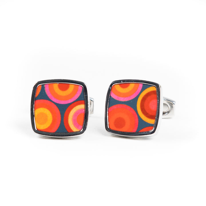Volcanic Circles 2 Millefiori Inlay Cufflink Pair