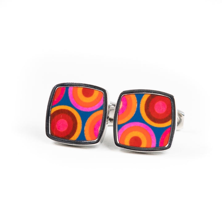 Volcanic Circles Millefiori Inlay Cufflink Pair