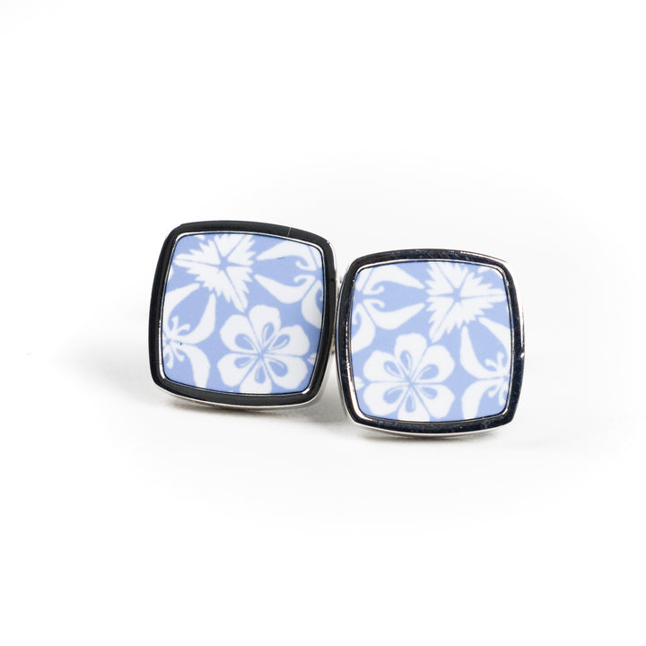 Pale Blue Nettles Millefiori Inlay Cufflink Pair