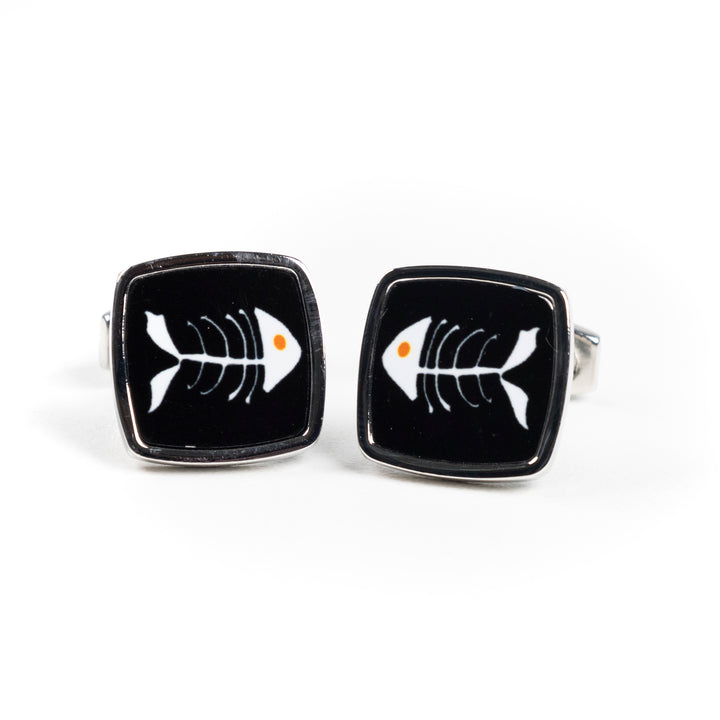 Black Bonefish Millefiori Inlay Cufflink Pair