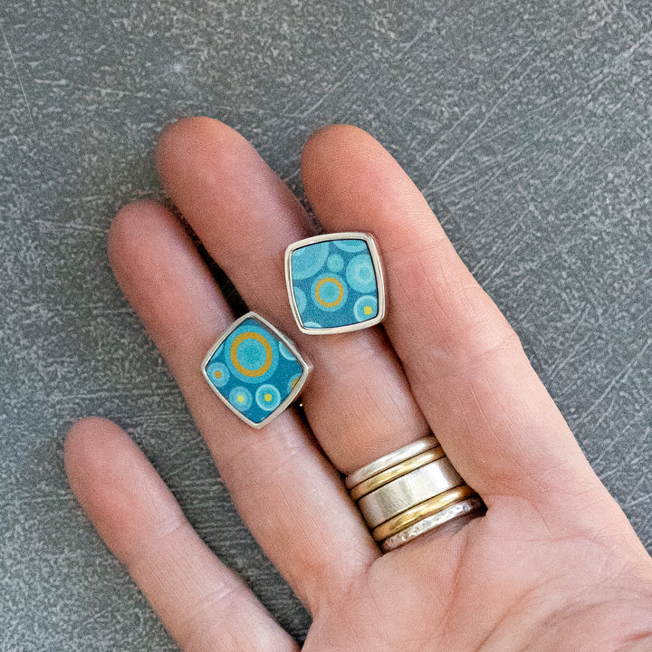 Green Circles Millefiori Inlay Cufflink Pair