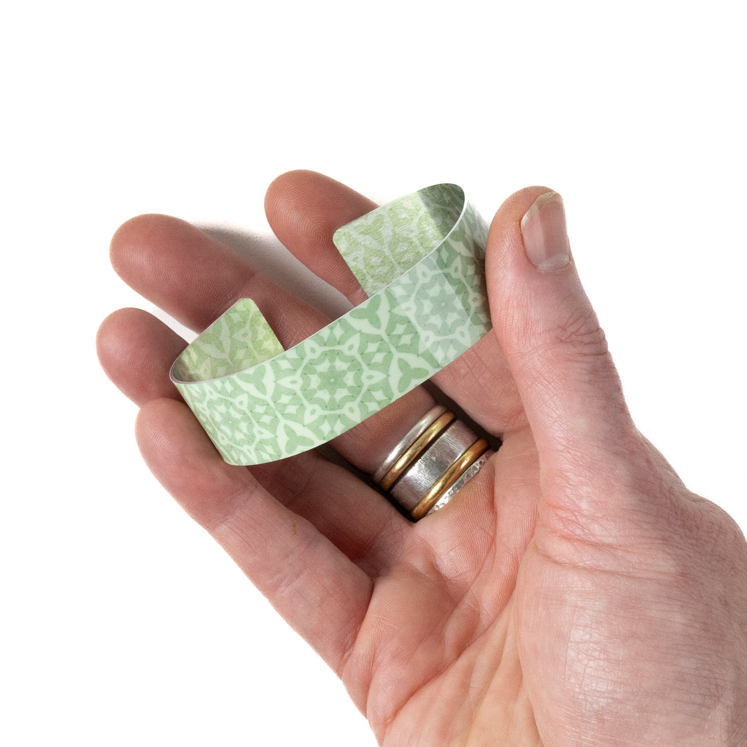 SALE - Green Stonework Narrow Cuff Bangle