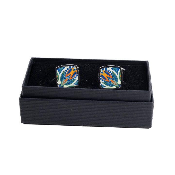 Thistle Millefiori Inlay Cufflink Pair