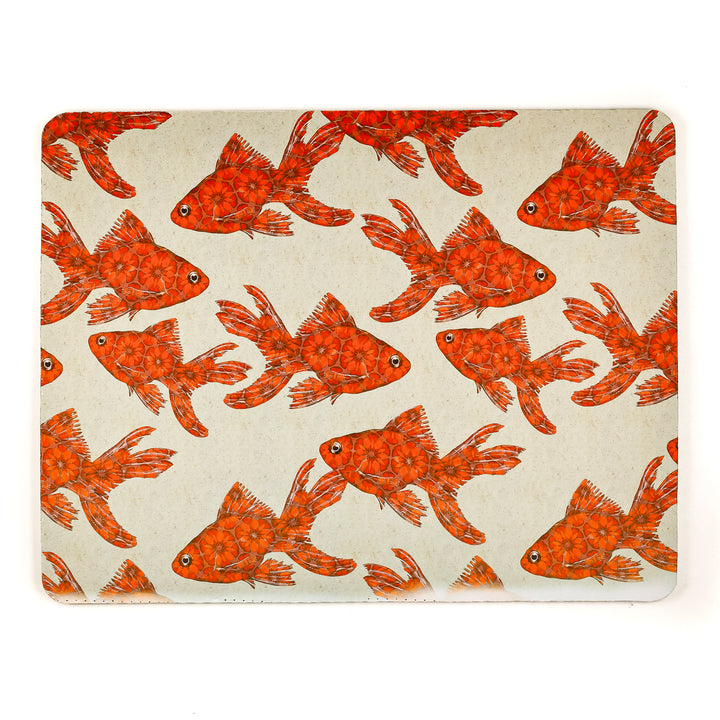 SALE SECOND - Goldfish Large Pet Food Mat - Red / Stone