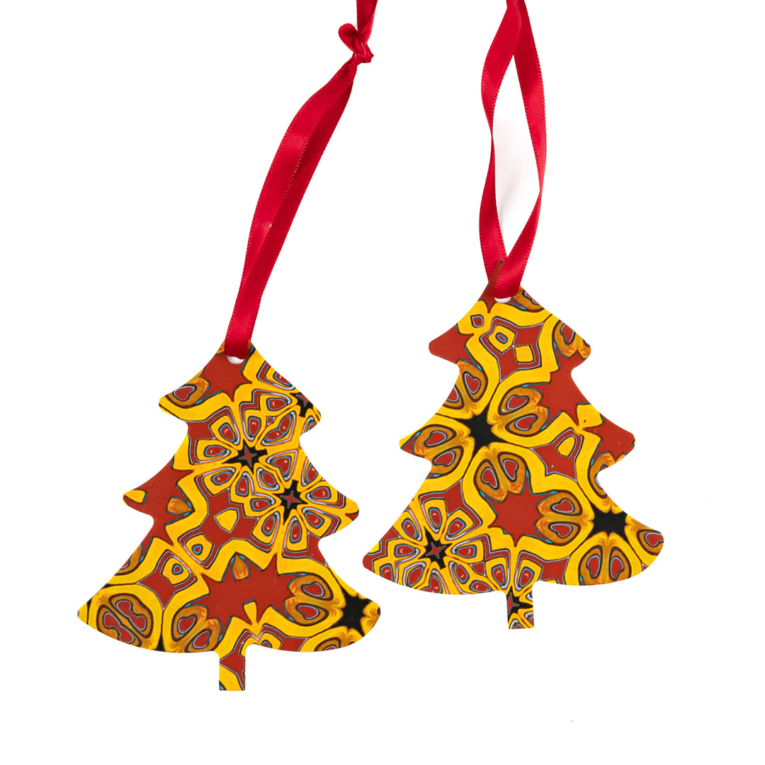 SALE Set of Aluminium Hanging Decorations - Christmas Tree pair