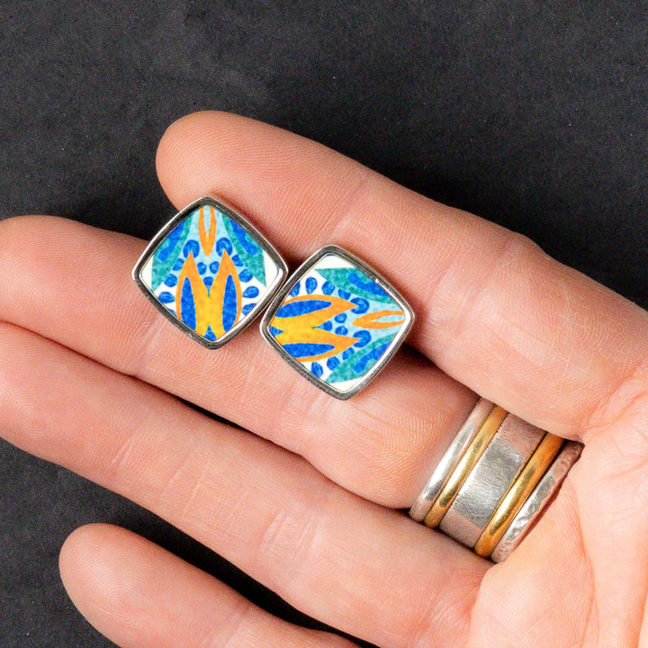 Thistle Millefiori Inlay Cufflink Pair