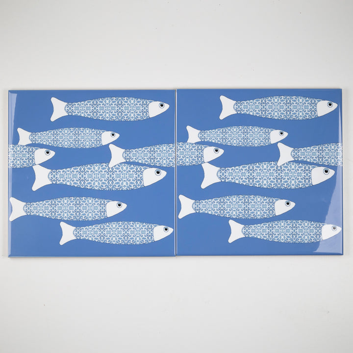 SALE SET of 2 x 20cm Ocean Shoal tile - Standard Scale - Sky Blue Background