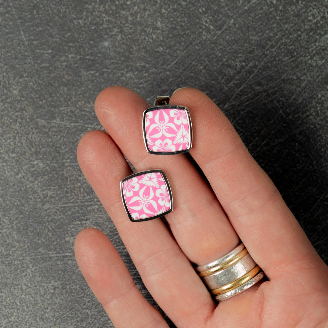 Pink Nettles Millefiori Inlay Cufflink Pair