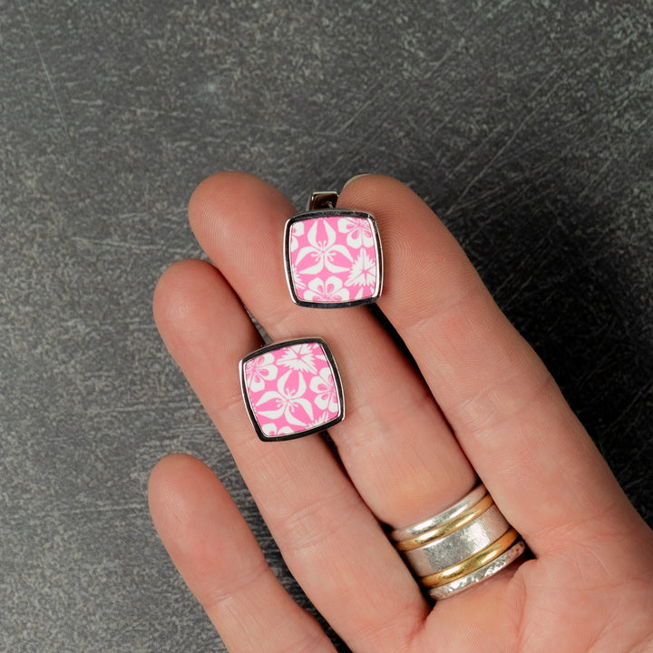 Pink Nettles Millefiori Inlay Cufflink Pair