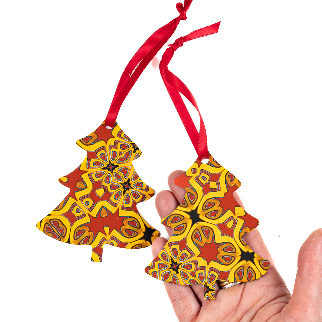 SALE Set of Aluminium Hanging Decorations - Christmas Tree pair