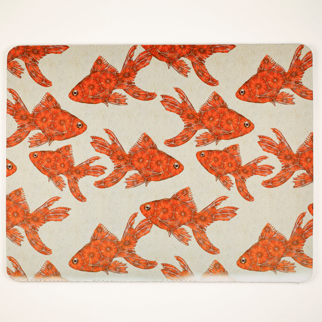 SALE SECOND - Goldfish Large Pet Food Mat - Red / Stone