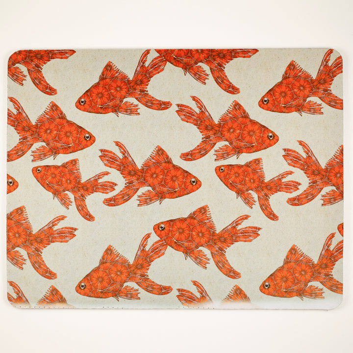 SALE SECOND - Goldfish Large Pet Food Mat - Red / Stone