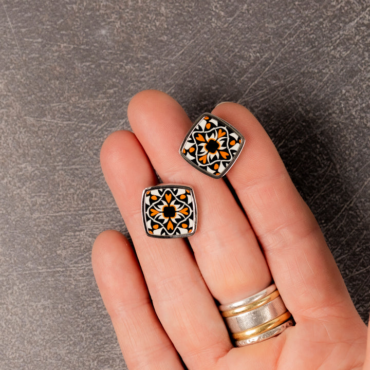 Aztec Millefiori Inlay Cufflink Pair