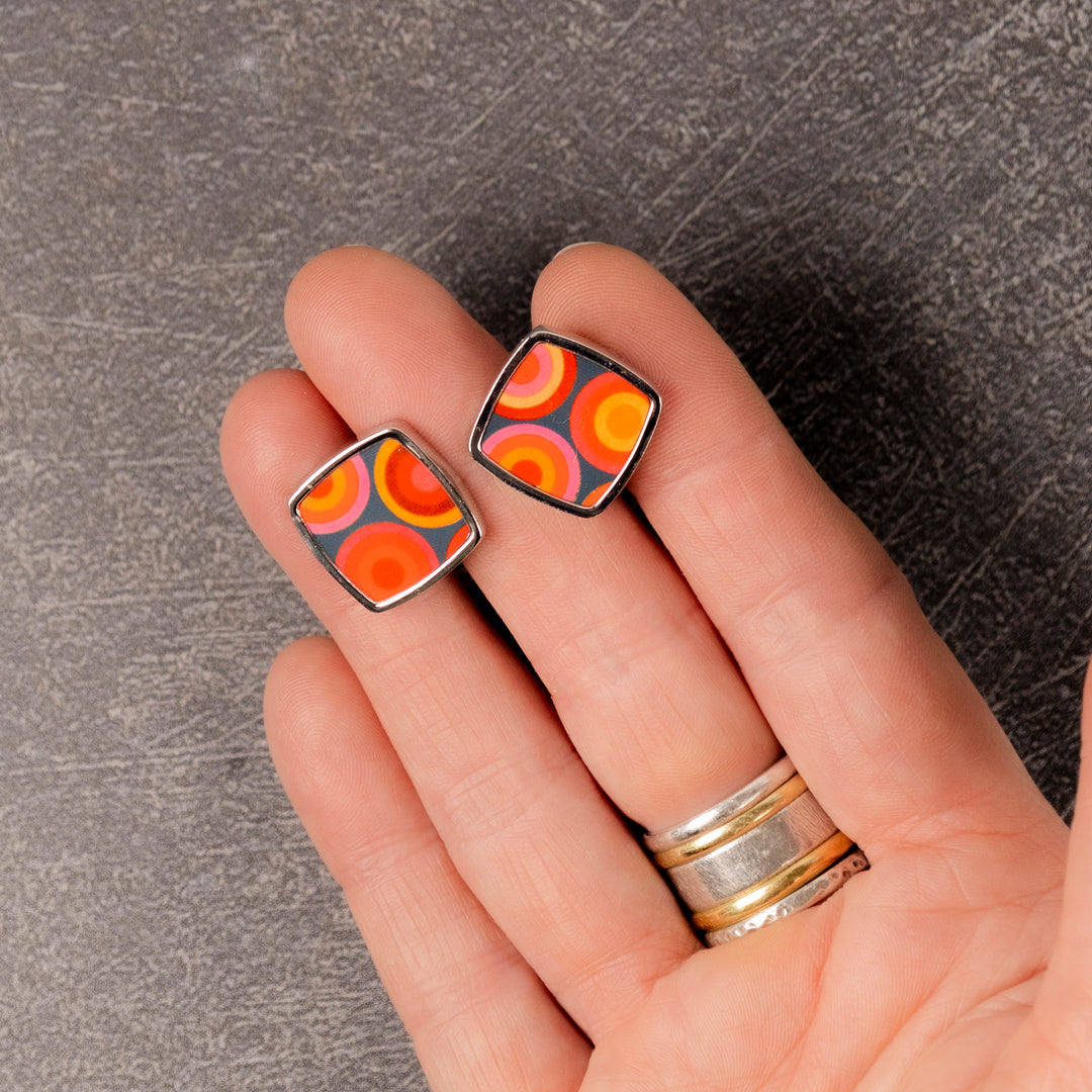 Volcanic Circles 2 Millefiori Inlay Cufflink Pair