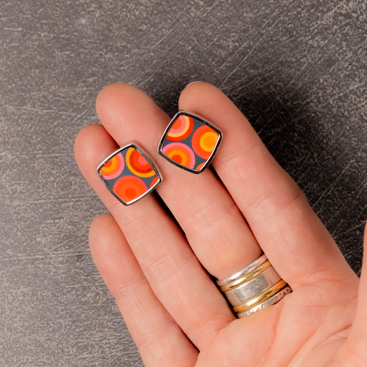 Volcanic Circles 2 Millefiori Inlay Cufflink Pair