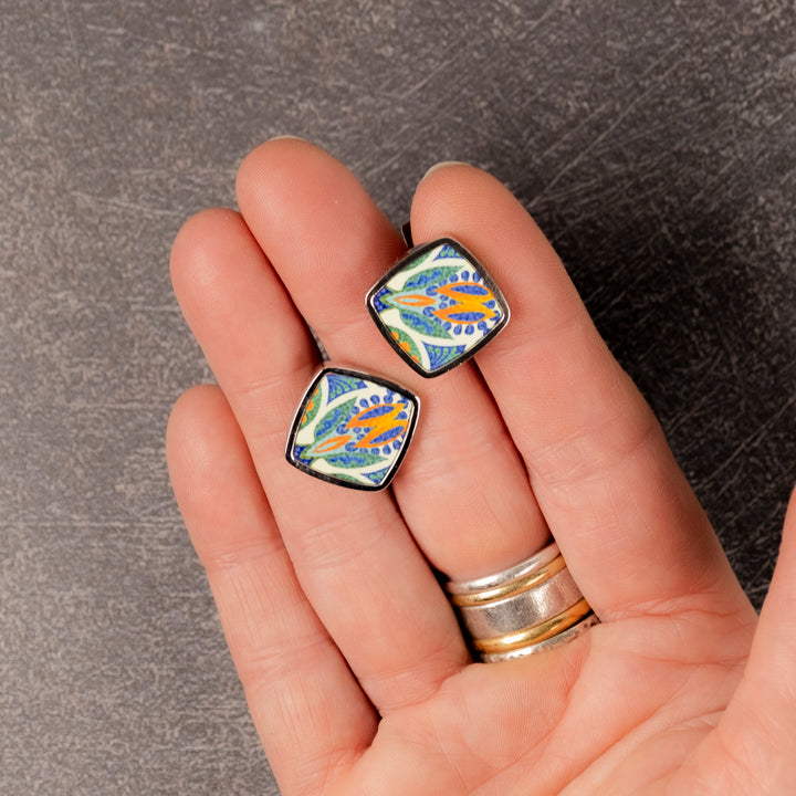 Thistle 2 Millefiori Inlay Cufflink Pair