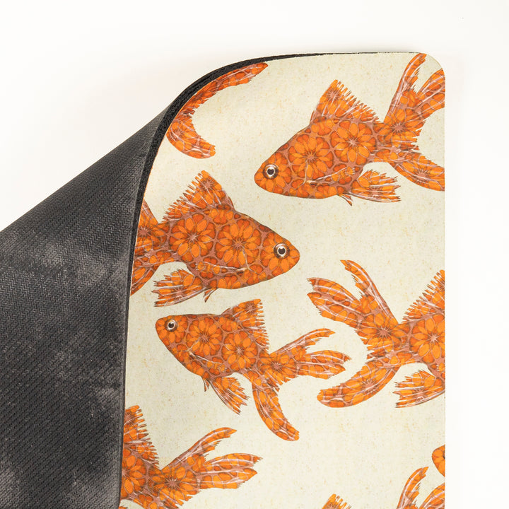 SALE SECOND - Goldfish Large Pet Food Mat - Red / Stone
